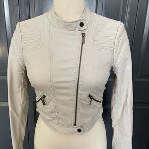 GBY GUESS Lite Grey Faux Leather Size Medium Waist Jacket